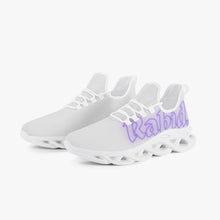 Load image into Gallery viewer, Mesh Knit Sneakers - White w/ Blue Letters
